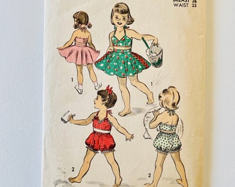 Advance Sewing Pattern 5524 - RARE PATTERN - Size 8 - 1950's Little Girls Play Clothes - Bra Style Top  Full Skirt & Panties Pattern