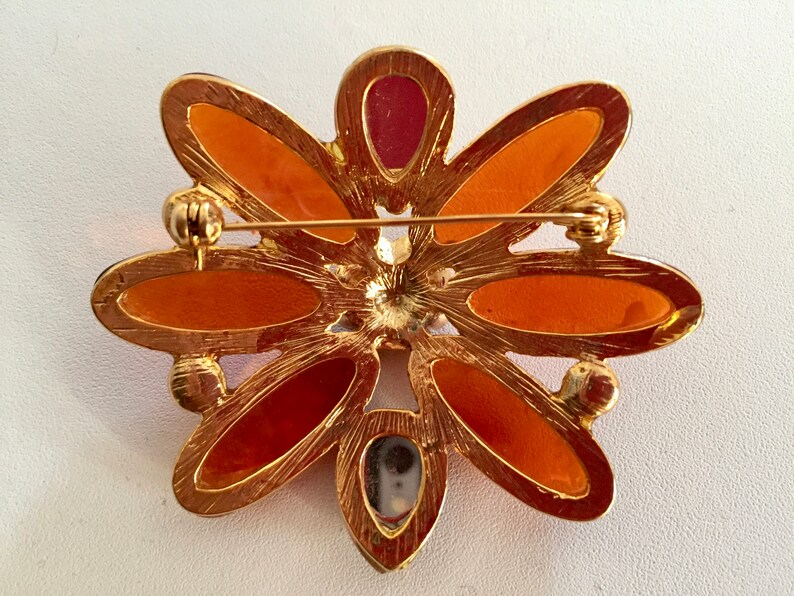 Large Brooch Pin Glass Petal Flower Pin Decorative Jewelry Etsy