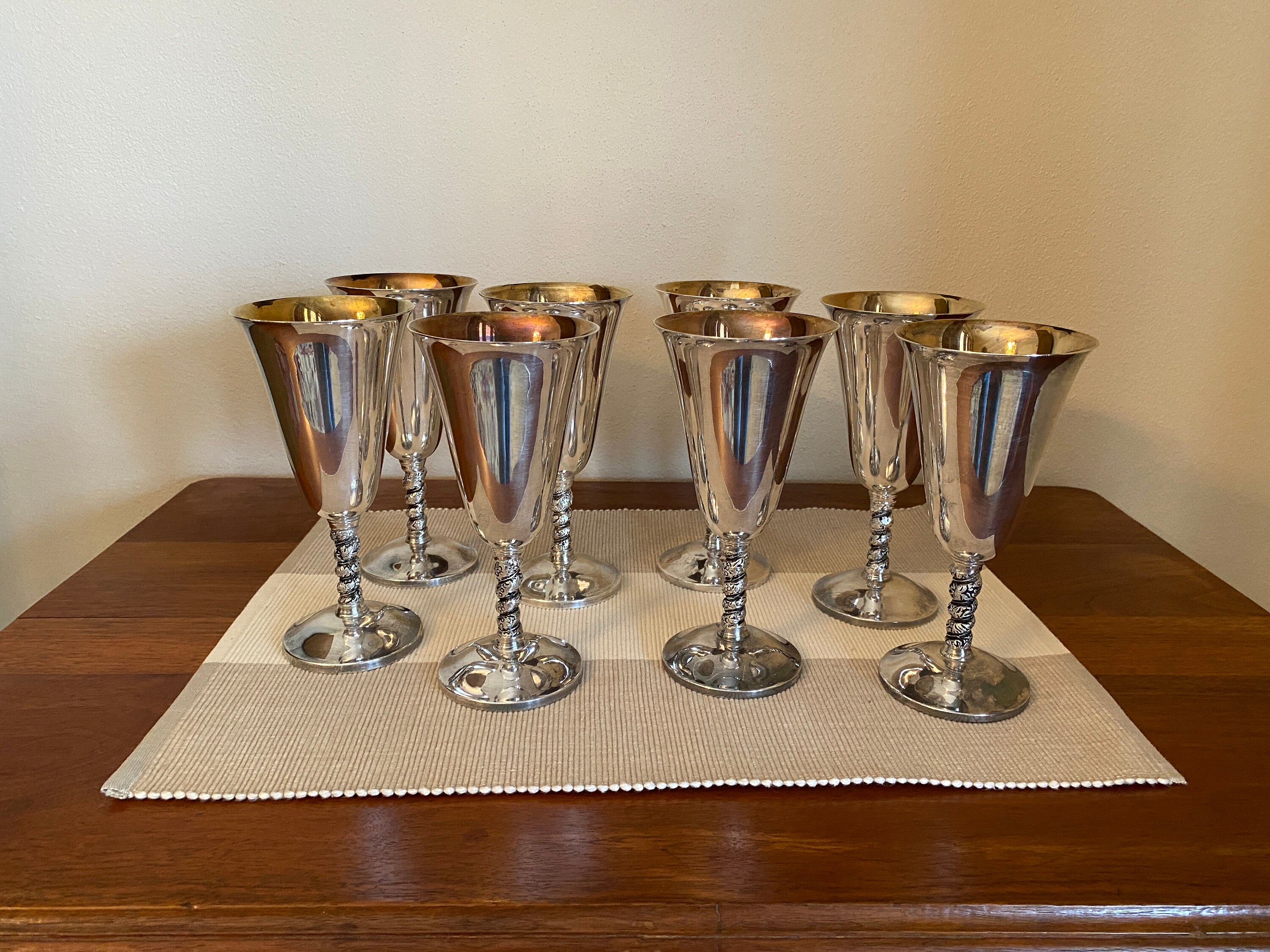 Silverplated wine glass SET of 8 Silver Plated Wine Etsy