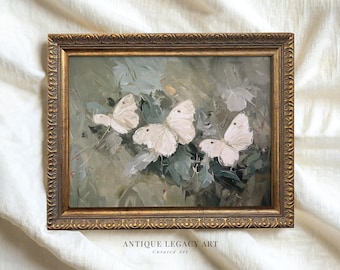 White Butterfly Botanical Print | Cottagecore Insect Art (Digital Download)
