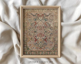 Vintage Persian Tabriz Rug Print | Antique Floral Carpet (Digital Download)
