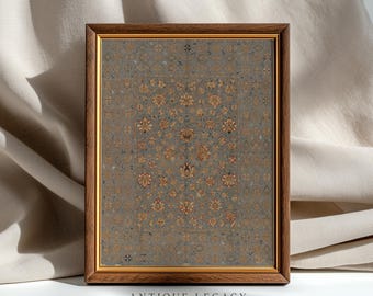 Vintage Floral Persian Rug Print | Antique Textile Art (Digital Download)