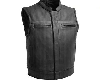 Black Cowhide Leather Motorcycle Vest – Lowrider Biker Style