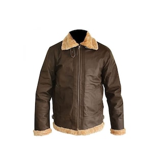 Dark Brown Shearling Bomber Leather Jacket: RAF Style Winter Coat