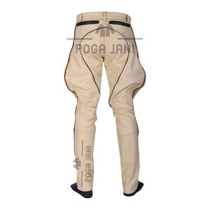 Men&#39;s Cowhide Leather Pant - Biker Style Uniform Jean - Highway Police Uniform - Breech Color - Motorcycle Pant - Military Leather Pant