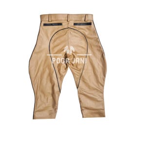 Men&#39;s Real Cow Leather Highway Police Uniform TAN BROWN Cowhide Leather Pants - Military Uniform Pant - Real Leather Police Uniform Pant