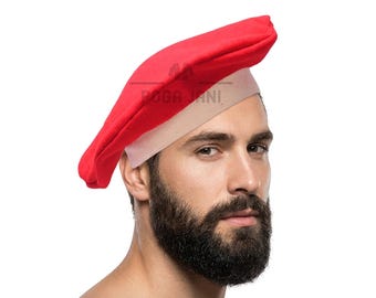 Vrai Basque Red Wool/leather Beret/tam French Girl News Boy  display picture 2