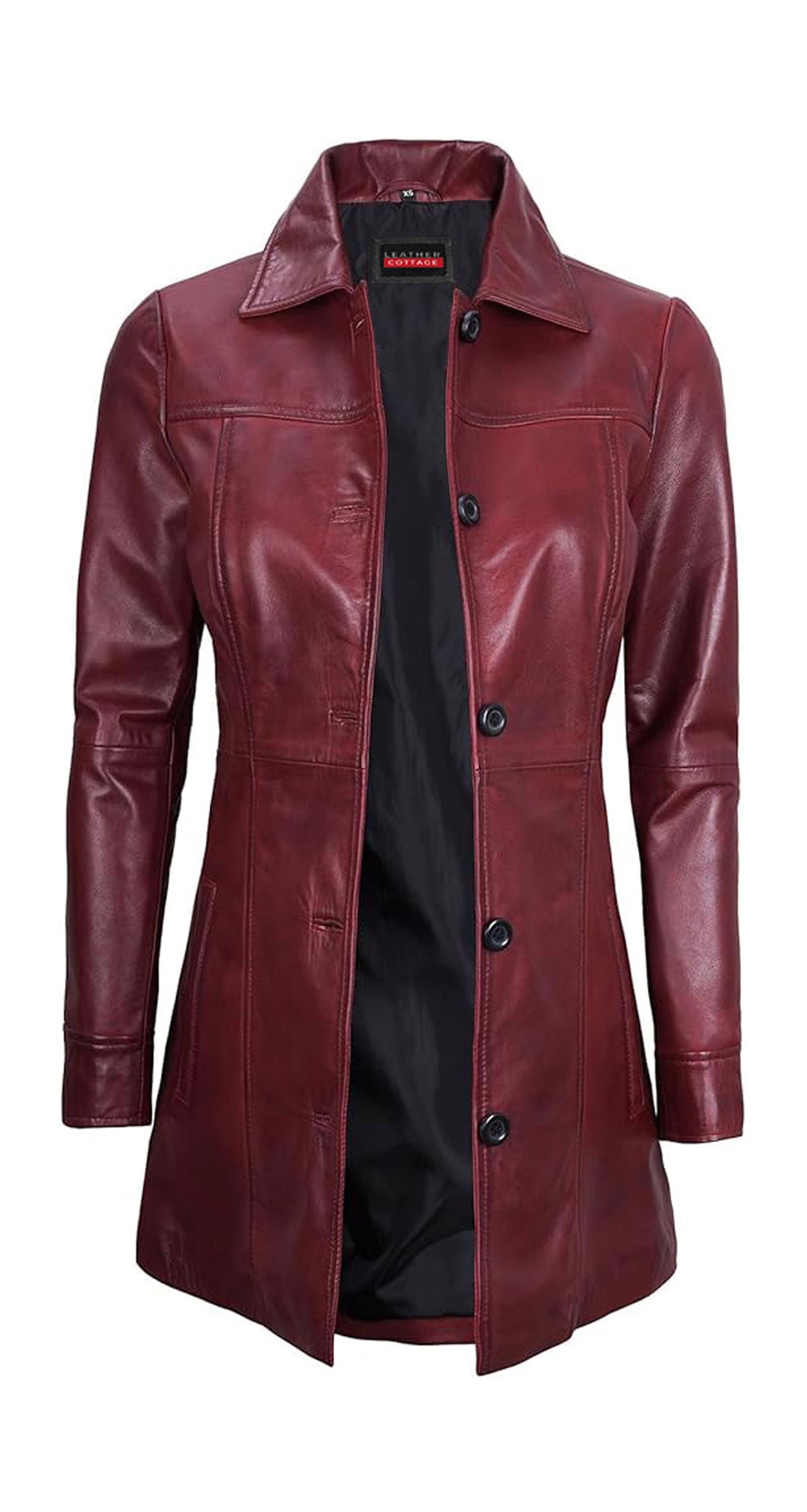 Handmade Sheep Leather Trench Coat: Women
