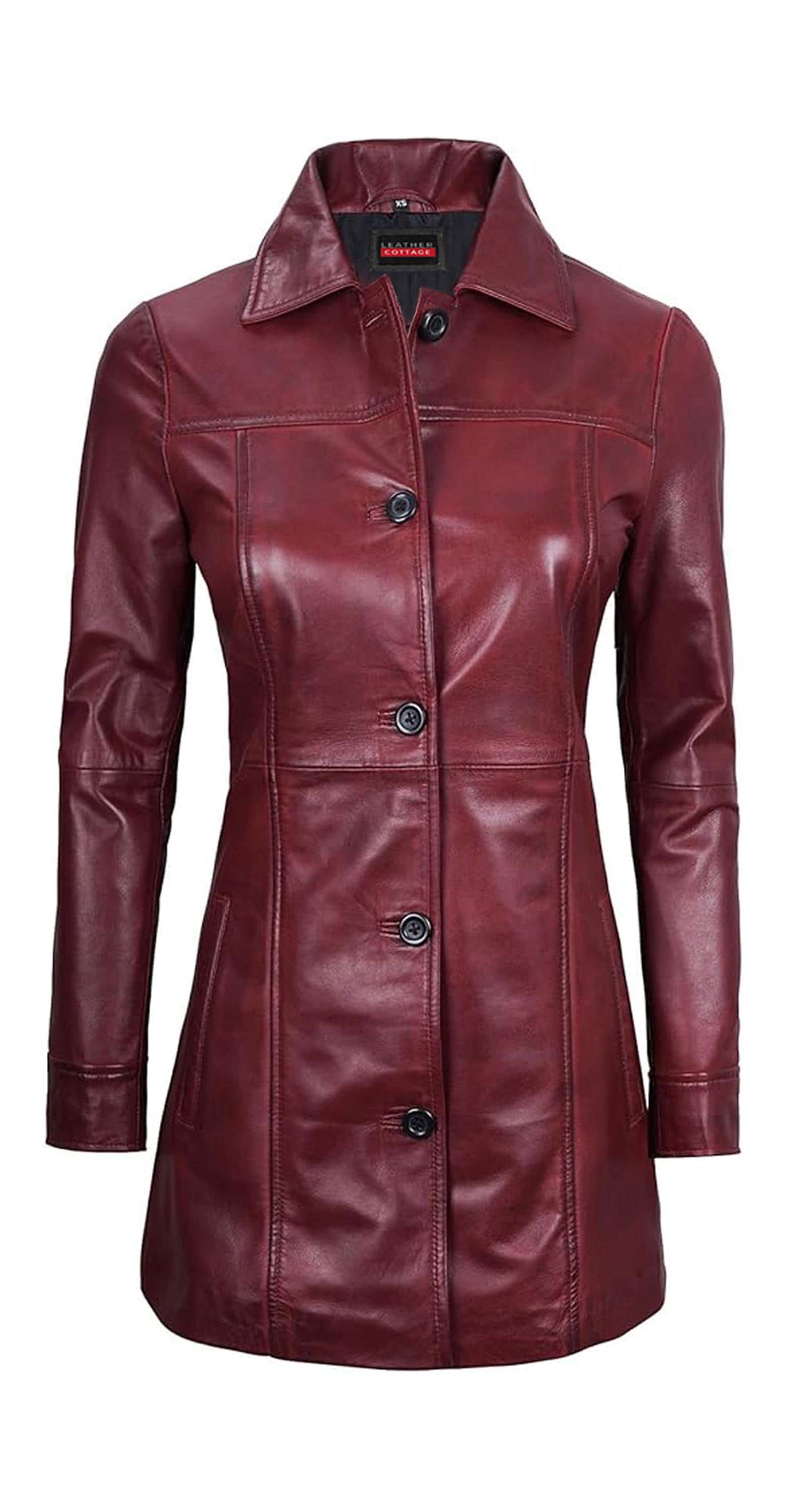 Handmade Sheep Leather Trench Coat: Women's Tan Brown Winter Coat