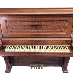 Antique 1917 Wing & Son Upright Grand Piano – Rare 5-Pedal Model – French Walnut Wood