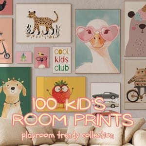 Pacchetto di 100 stampe per la cameretta dei bambini, decorazioni per la sala giochi, poster per la cameretta dei bambini, stampe per la camera dei bambini, arte murale per bambini, arte murale eclettica, arte per la cameretta dei bambini