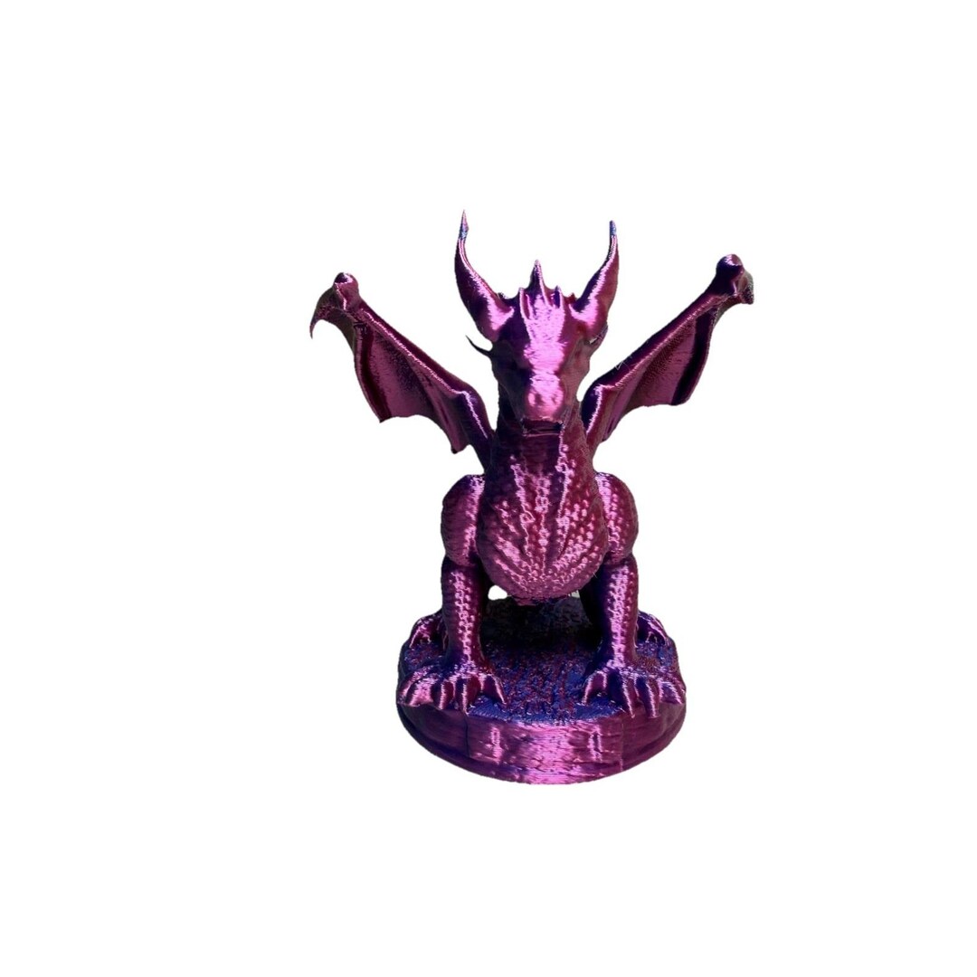 3D Printed Dragon Figurine Dual Color Silk PLA Purple Blue Fantasy ...