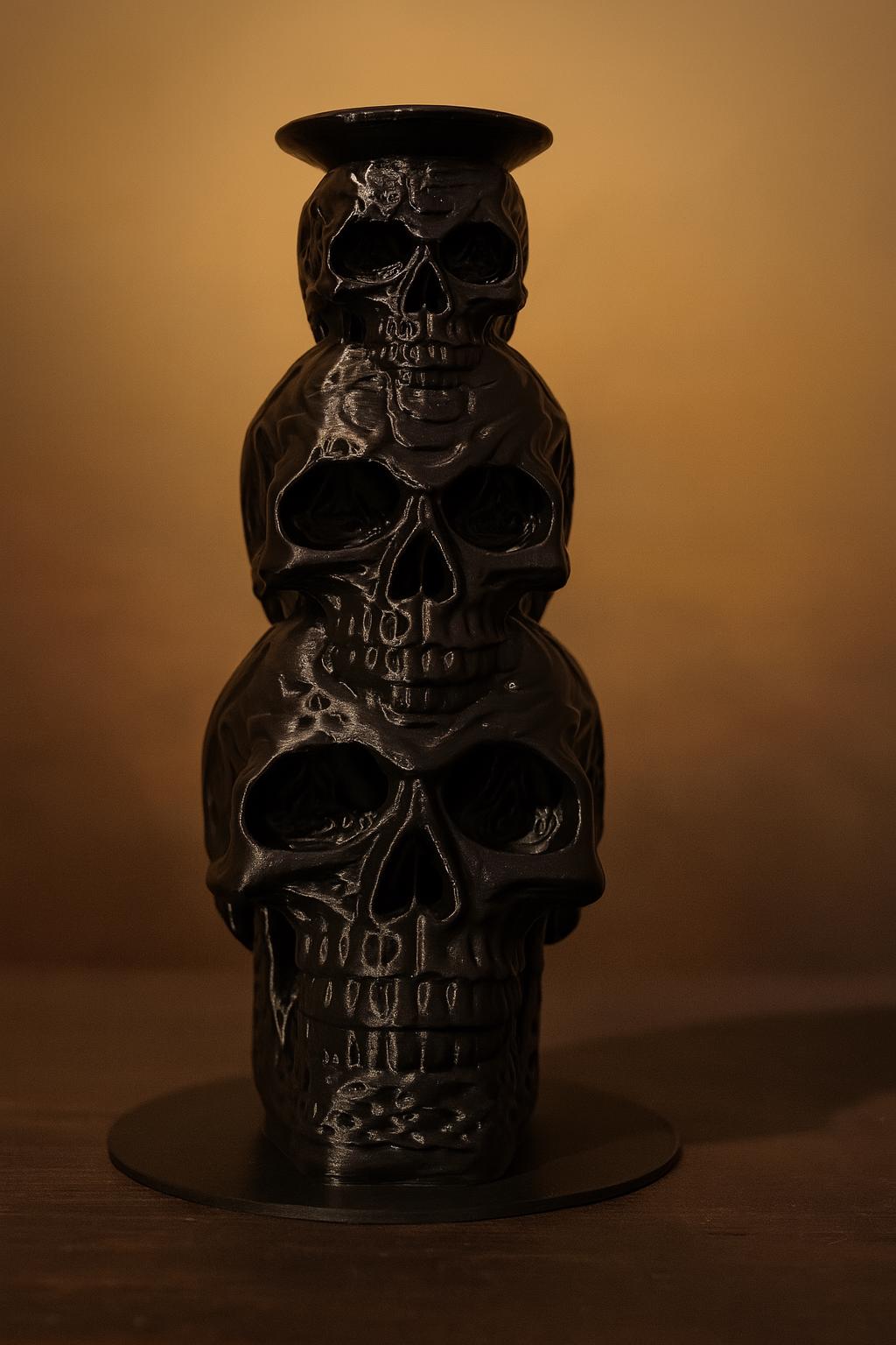 3D Printed Black Skull Stack Candle Holder – Gothic Halloween Decor - Etsy