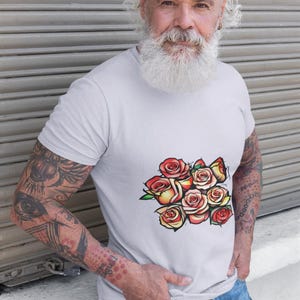 Rose Bouquet T-Shirt, Floral Design Shirt, Flower Tee, Blooming Roses Apparel, Garden TShirt, Botanical Print, Gift for Her