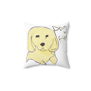 Amico Cane: Affascinante Cartone Animato Canino, Cuscino con Illustrazione Digitale Minimalista