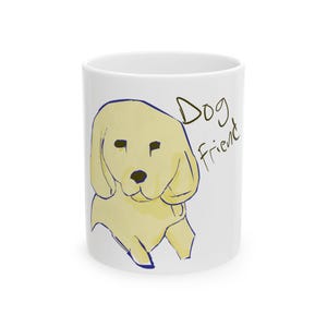 Amico cane: ritratto minimalista di un animale domestico, tazza con schizzo digitale