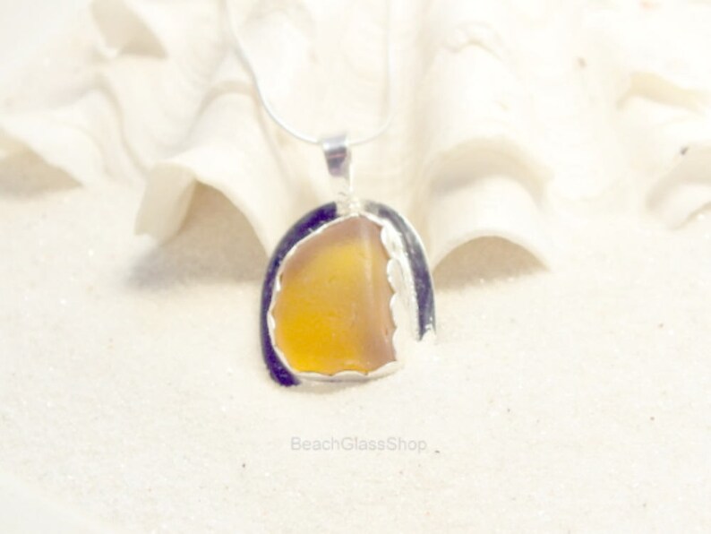 Sterling Sea Glass Necklace Yellow Vintage Glass Jewelry Yellow Sea Glass Necklace Rare Sea Glass Necklace Sea Glass Gift
