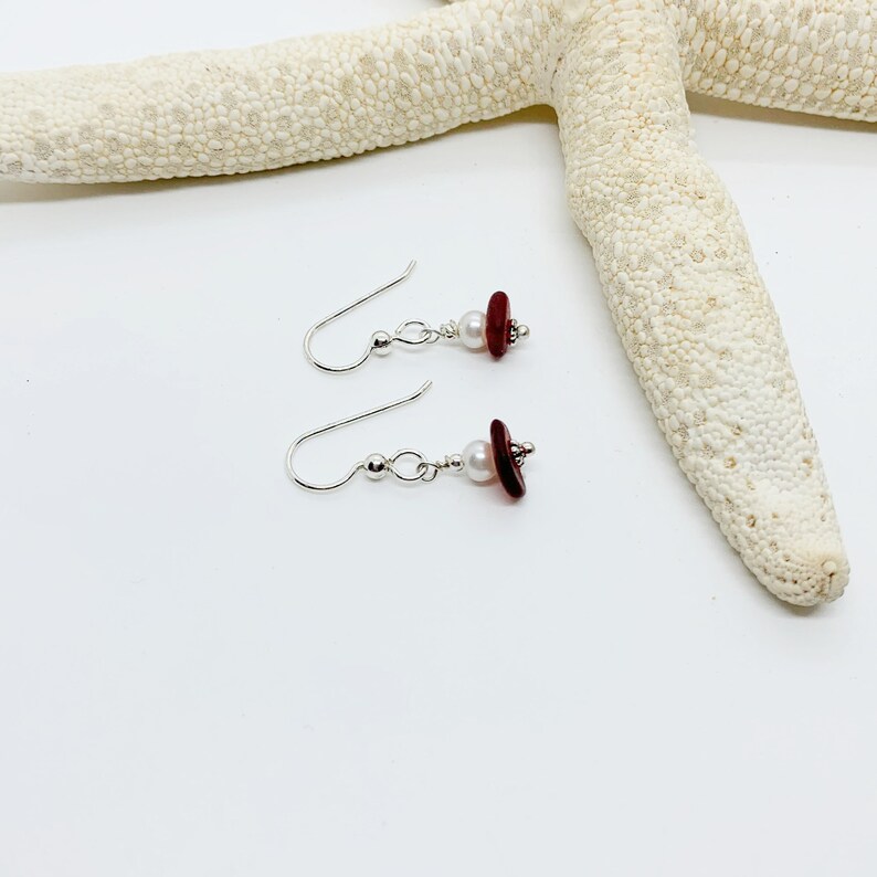 Rare Red Sea Glass Earrings, Sea Glass Earrings, Red Sea Glass, Christmas For Mom, Coastal Earrings image 8