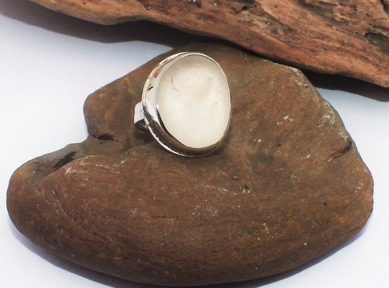 Sterling Beach Glass Ring Beach Glass Jewelry US Ring Size 8 12 Beach Gift Lake Erie Beach Glass Ring