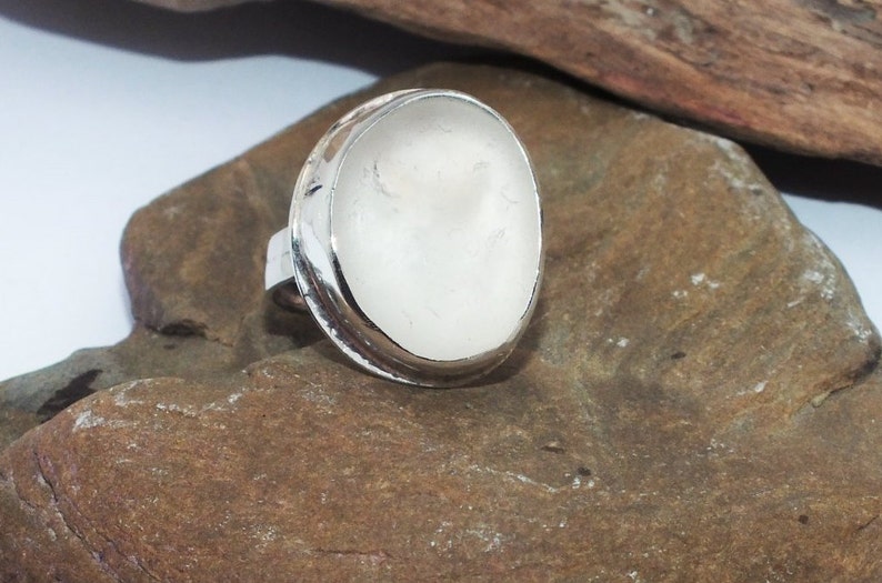 Sterling Beach Glass Ring Beach Glass Jewelry US Ring Size 8 12 Beach Gift Lake Erie Beach Glass Ring