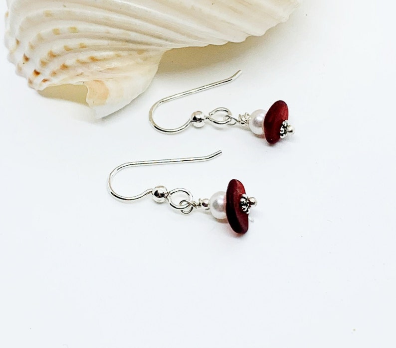 Rare Red Sea Glass Earrings, Sea Glass Earrings, Red Sea Glass, Christmas For Mom, Coastal Earrings image 5