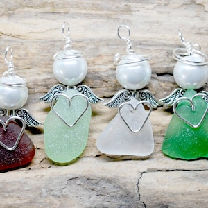Sea Glass Angel, Sea Glass Guardian Angel, Beach Glass Angel, Beach Ornament, Beach Angel, Sea Glass Gift, Gift For Nurse, Small Angel image 1