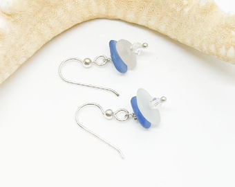 Blue Seaglass Earrings, Sea Glass Earrings, Sea Glass Jewelry, Seaglass Gift, Gift for Mom, Sea Glass, Beach Glass