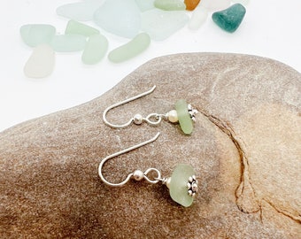 Sea Glass Earrings, Seafoam Sea Glass Earrings, Pierced Earrings, Sea Glass Jewelry, Beach Glass Earrings, Beach Gift