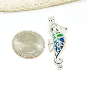 Sea Glass Charm Jewelry, Seahorse Charm Necklace, Sea Glass Locket, Silver Jewelry, Gift For Her image 5