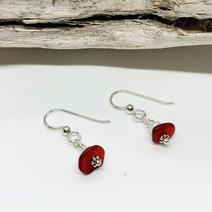 Rare Red Sea Glass Earrings, Sea Glass Earrings, Red Sea Glass, Christmas For Mom, Coastal Earrings image 3