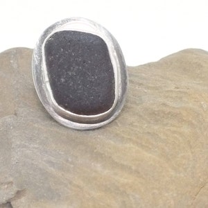 Sea Glass Ring, US Size 10 3/4 Ring,  Brown Sea Glass Ring,  Glass Statement Ring, Sea Glass Statement Ring, Sea Glass Beach Ring