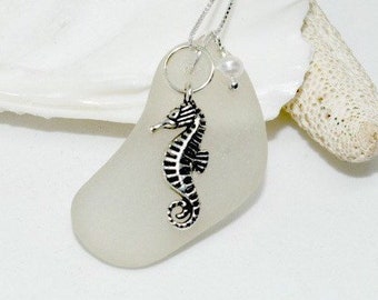 Sea Glass Seahorse Necklace, Sea Horse Necklace, Coastal Jewelry, Lake Erie Beach Glass, Beach Glass Jewelry, Gift For Her