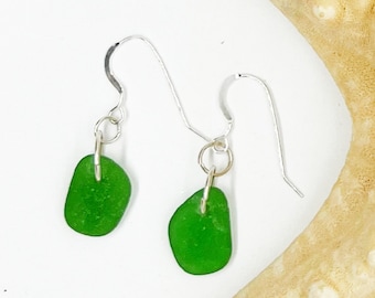 Sea Glass Earrings, Sea Glass, Green Sea Glass Earrings, Lake Erie Beach Glass Earrings, Lake Erie Beach Glass, St. Patrick's Day Earrings