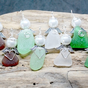 Sea Glass Angel, Sea Glass Guardian Angel, Beach Glass Angel, Beach Ornament, Beach Angel, Sea Glass Gift, Gift For Nurse, Small Angel