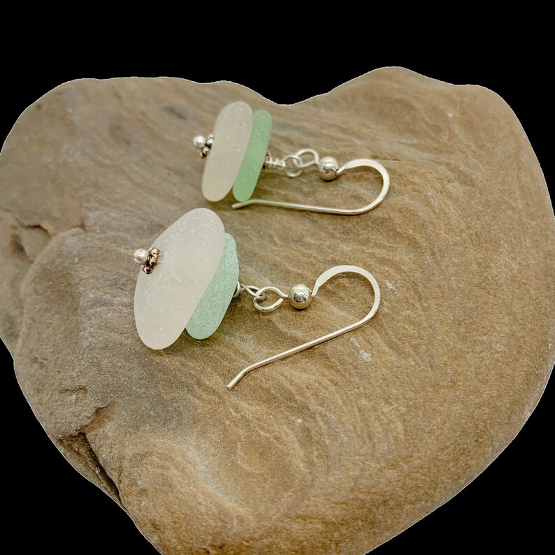 Sterling Sea Glass Earrings, Sea Glass Earrings, Sea Glass Gift For Mom, Lake Erie Beach Glass, Sea Glass Jewelry image 1