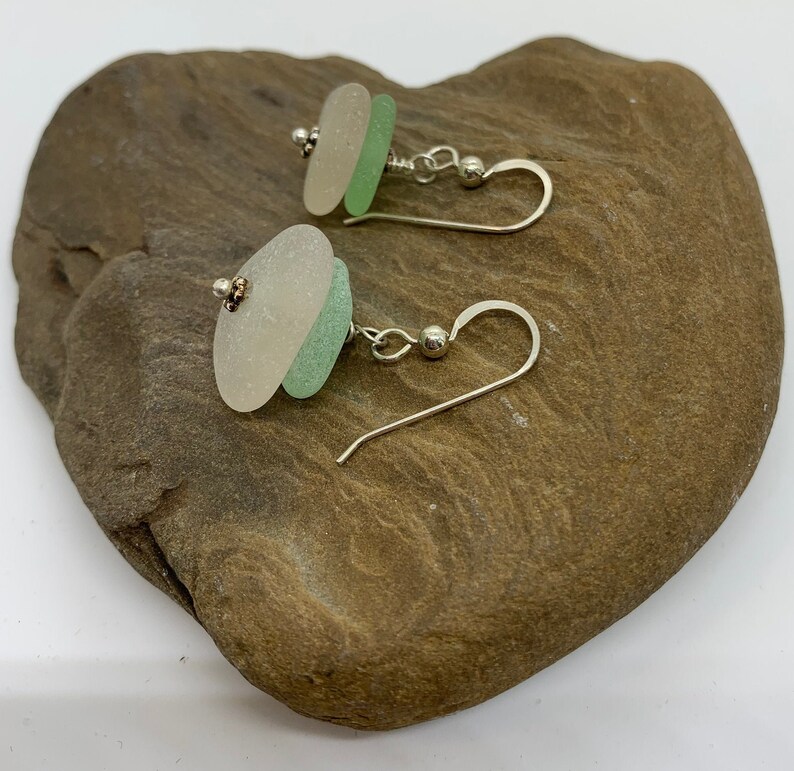 Sterling Sea Glass Earrings, Sea Glass Earrings, Sea Glass Gift For Mom, Lake Erie Beach Glass, Sea Glass Jewelry image 4