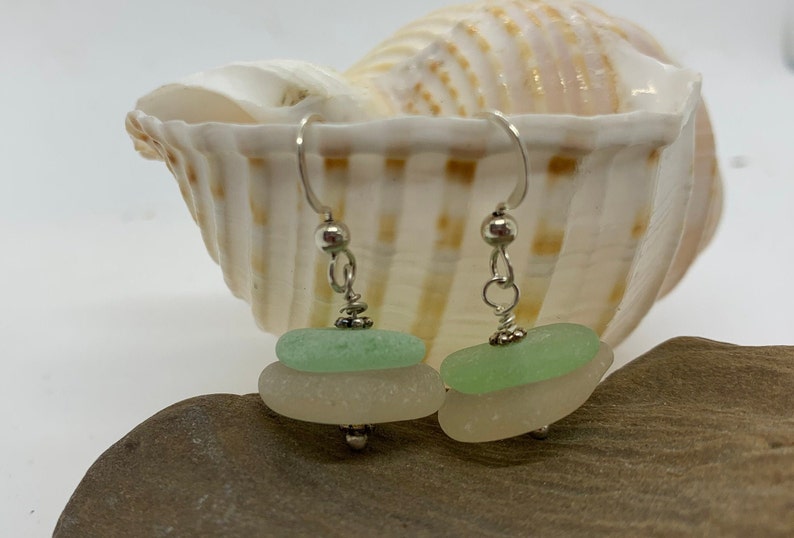 Sterling Sea Glass Earrings, Sea Glass Earrings, Sea Glass Gift For Mom, Lake Erie Beach Glass, Sea Glass Jewelry image 2