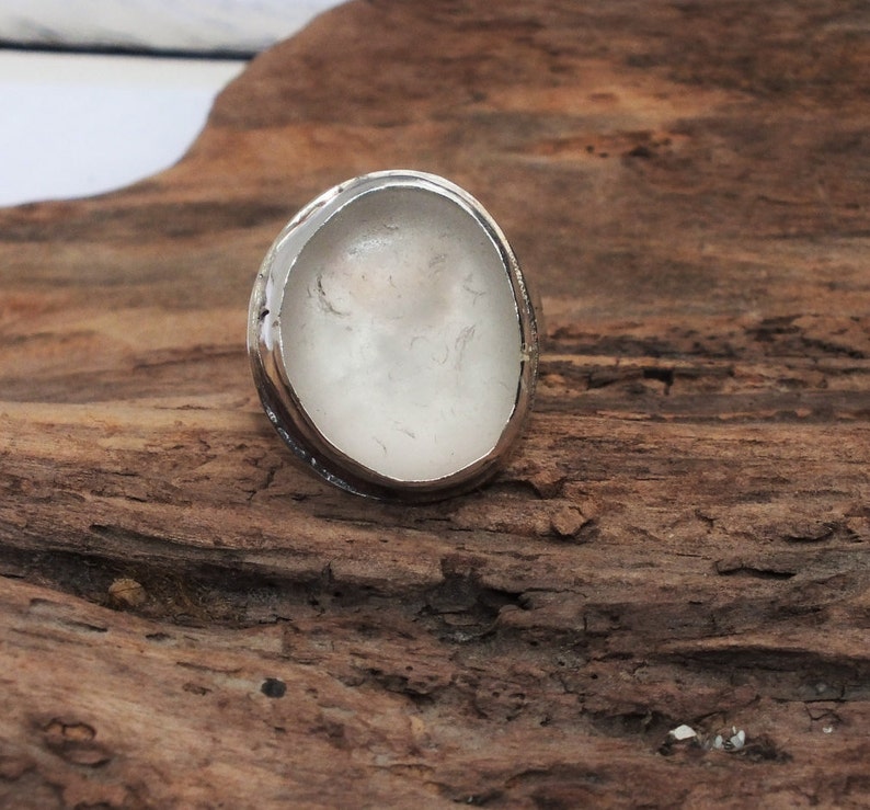 Sterling Beach Glass Ring Beach Glass Jewelry US Ring Size 8 12 Beach Gift Lake Erie Beach Glass Ring