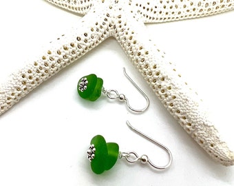 Sea Glass Earrings, Sea Glass Jewelry, Green Sea Glass Earrings, Sea Glass Gift For Mom, Coastal Jewelry