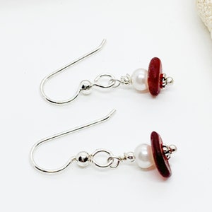 Rare Red Sea Glass Earrings, Sea Glass Earrings, Red Sea Glass, Christmas For Mom, Coastal Earrings image 1