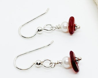 Rare Red Sea Glass Earrings, Sea Glass Earrings, Red Sea Glass, Christmas For Mom, Coastal Earrings