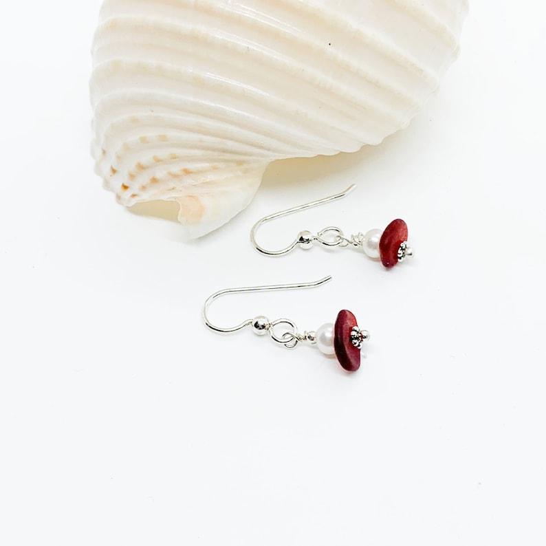 Rare Red Sea Glass Earrings, Sea Glass Earrings, Red Sea Glass, Christmas For Mom, Coastal Earrings image 2