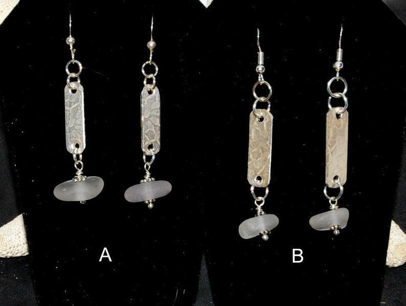 Sea Glass Earrings, Sterling Sea Glass Earrings, Sterling Drop Earrings, Sea Glass Jewelry, Pretty Earrings, Jewelry For Friend image 2