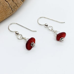Rare Red Sea Glass Earrings, Sea Glass Earrings, Red Sea Glass, Christmas For Mom, Coastal Earrings image 6