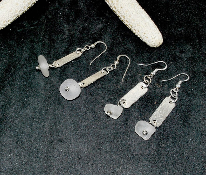 Sea Glass Earrings, Sterling Sea Glass Earrings, Sterling Drop Earrings, Sea Glass Jewelry, Pretty Earrings, Jewelry For Friend image 7