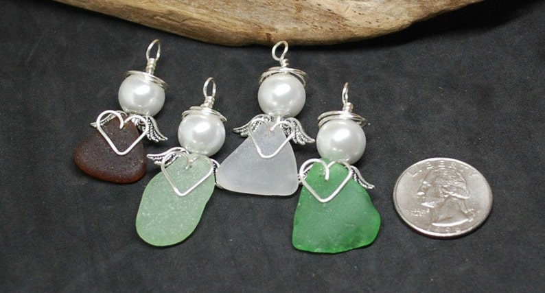 Sea Glass Angel, Sea Glass Guardian Angel, Beach Glass Angel, Beach Ornament, Beach Angel, Sea Glass Gift, Gift For Nurse, Small Angel image 5