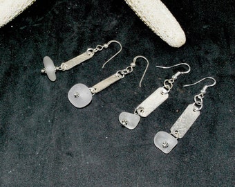 Sea Glass Earrings, Sterling Sea Glass Earrings, Sterling Drop Earrings, Sea Glass Jewelry, Pretty Earrings, Jewelry For Friend