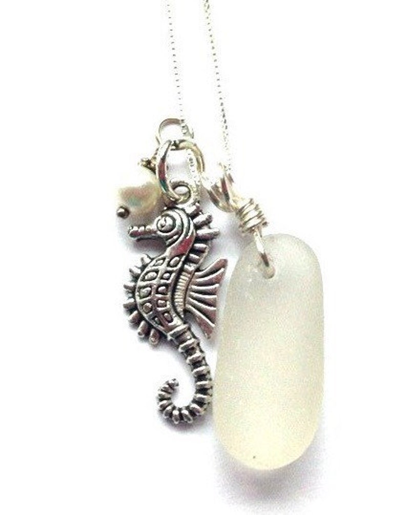 Sterling Seaglass Seahorse Necklace, Seaglass Jewelry, Seahorse Jewelry, Beach Necklace, Sea Glass Pendant, Gift For Mom image 5