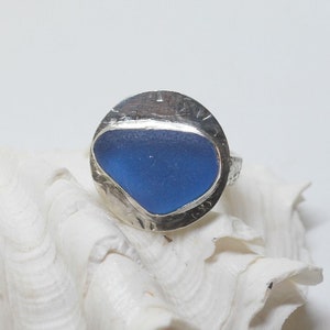 Sea Glass Ring Size US 8 1/2, Sea Glass Ring, Sterling Sea Glass Ring, Sea Glass Gift, Statement Ring, Woman&#39;s Ring, Gift For Mom