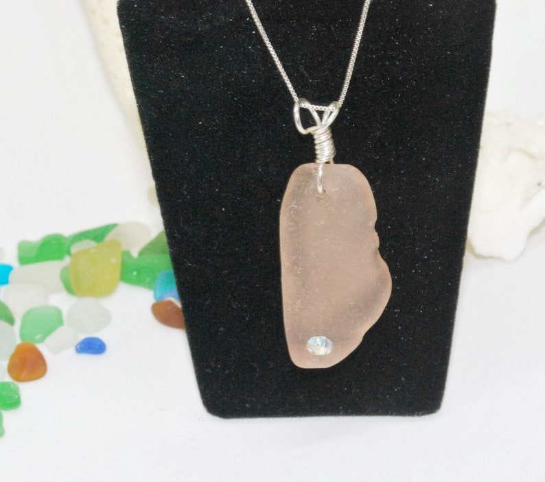 Sea Glass Jewelry Seaglass Necklace Crystal Necklace Sea Glass Jewelry Lake Erie Beach Glass Sea Glass Gift For Mom